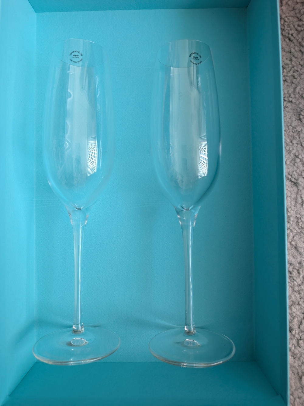 NWT Tiffany & Company Clear Crystal Champagne Flutes - Pack of 2